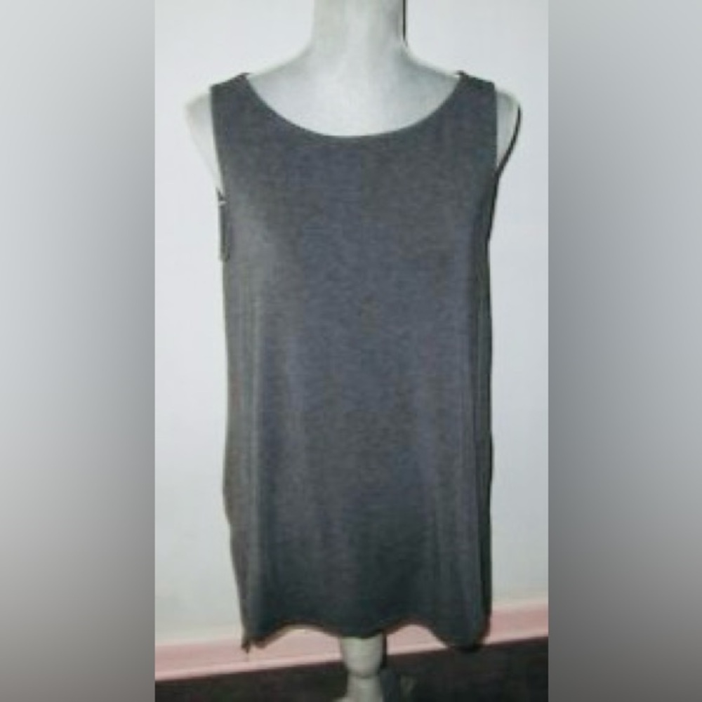 Eileen Fisher Charcoal Grey Sleeveless Knit Top Tank Tunic Size M